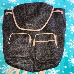 brown & gold calvin klein backpack